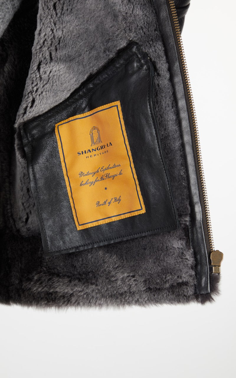Shangri-La Heritage Aviatore B-3 Shearling Leather Jacket Black