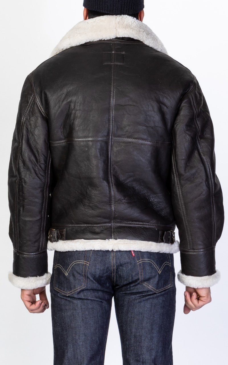 Military Surplus B-3 Shearling Flight Leather Jacket Black