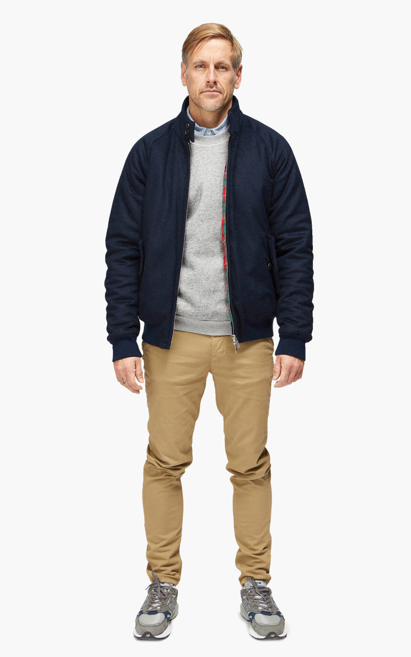 Baracuta G9 AF Melton Wool Classic Harrington Jacket Deep Blue