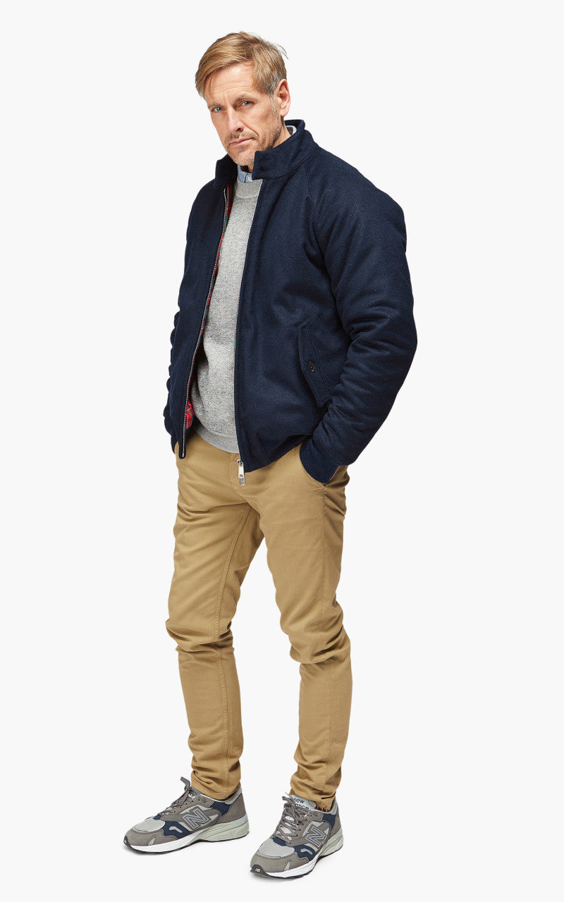Baracuta G9 AF Melton Wool Classic Harrington Jacket Deep Blue