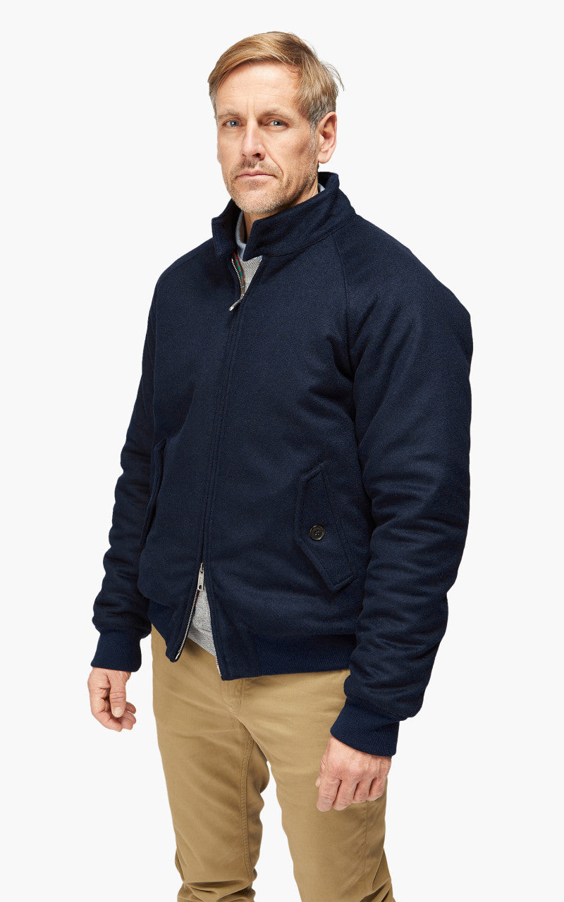 Baracuta G9 AF Melton Wool Classic Harrington Jacket Deep Blue