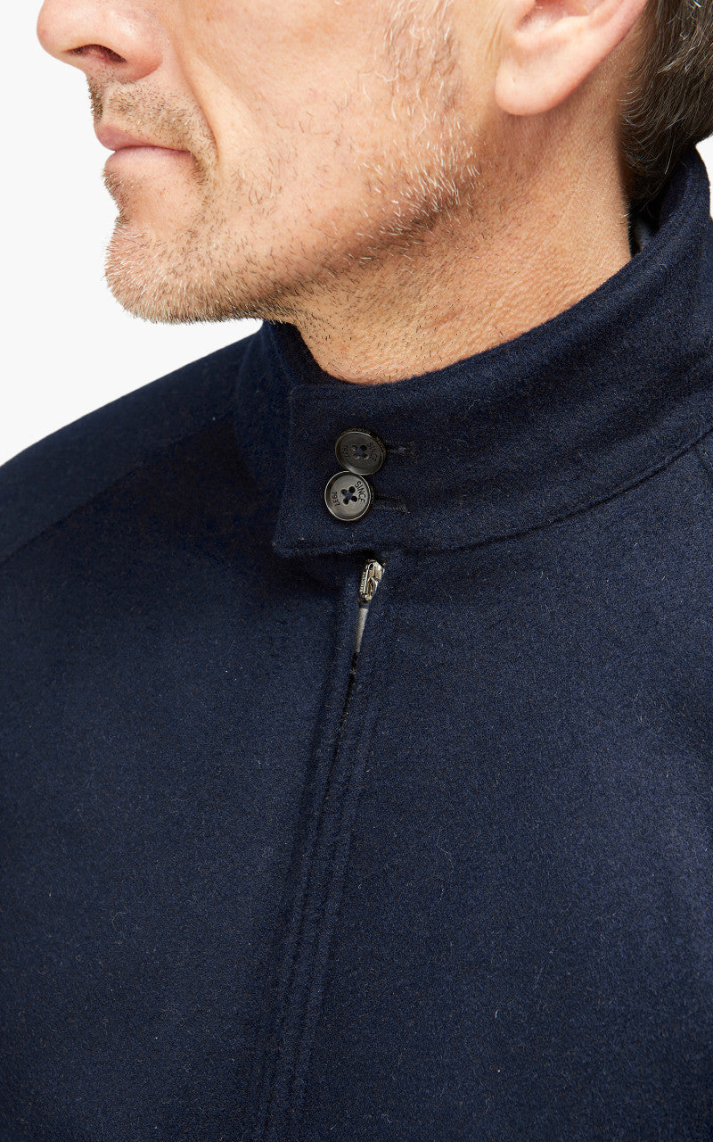 Baracuta G9 AF Melton Wool Classic Harrington Jacket Deep Blue
