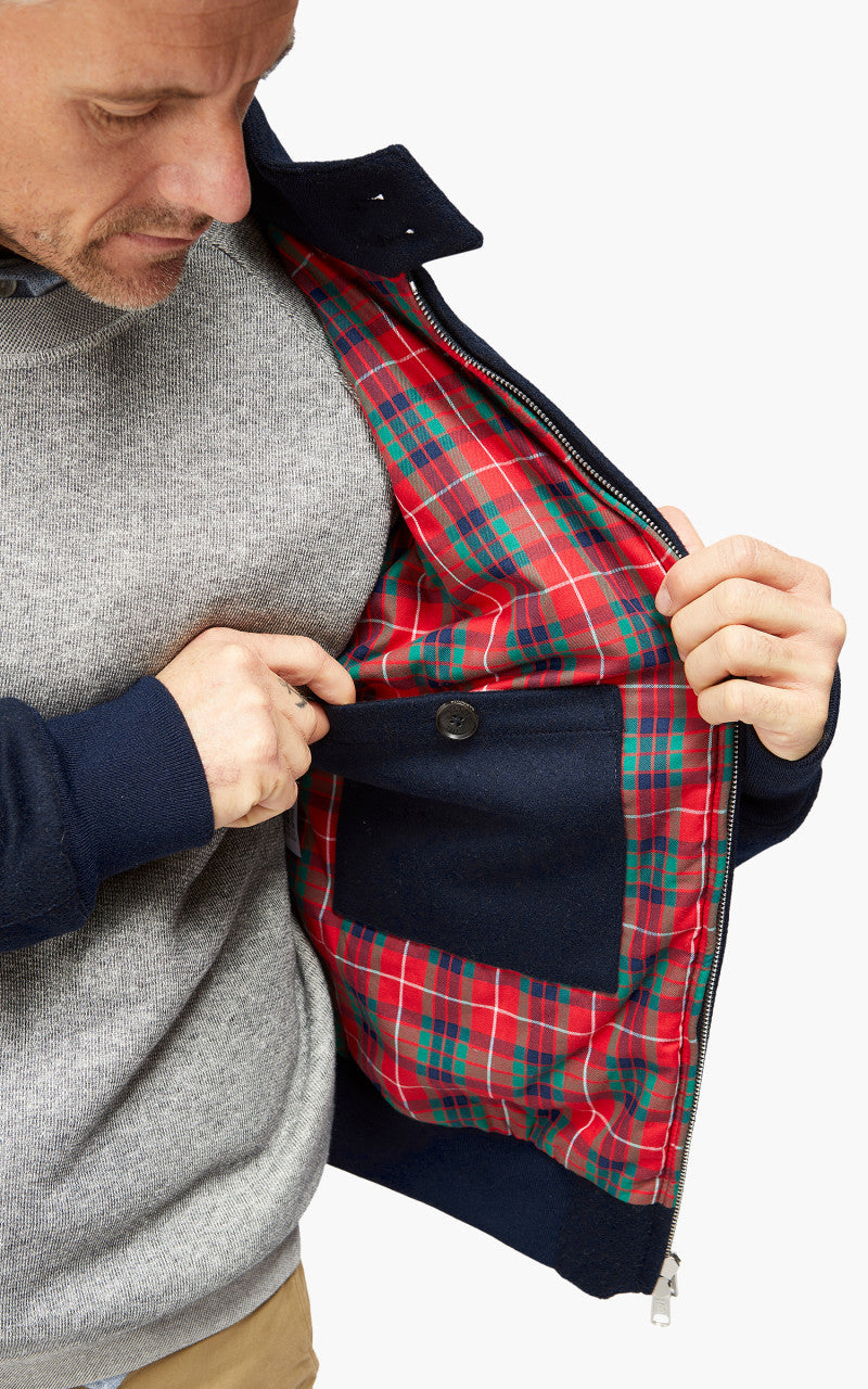 Baracuta G9 AF Melton Wool Classic Harrington Jacket Deep Blue