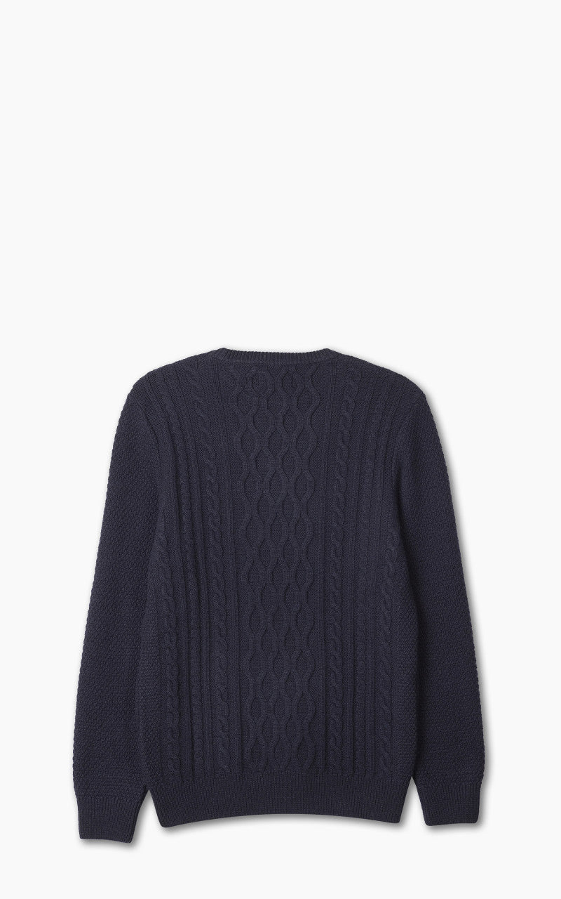 Barbour Essential Chunky Cable Crew Sweater Navy