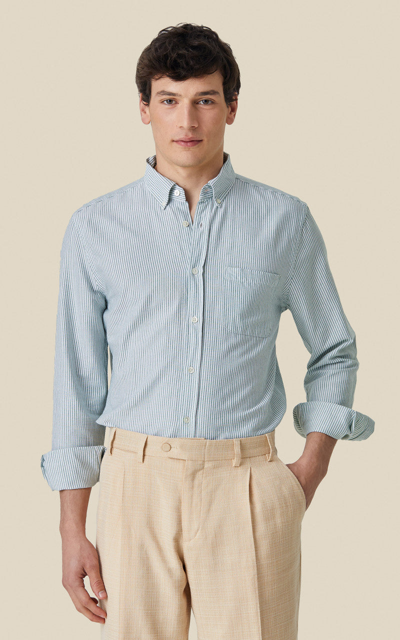 Portuguese Flannel Belavista Stripe Shirt Green