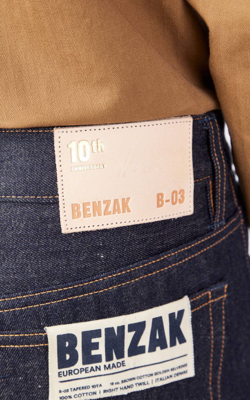 Benzak B-03 Tapered Brown Cotton Golden Selvedge 15oz '10-Year Anniversary'