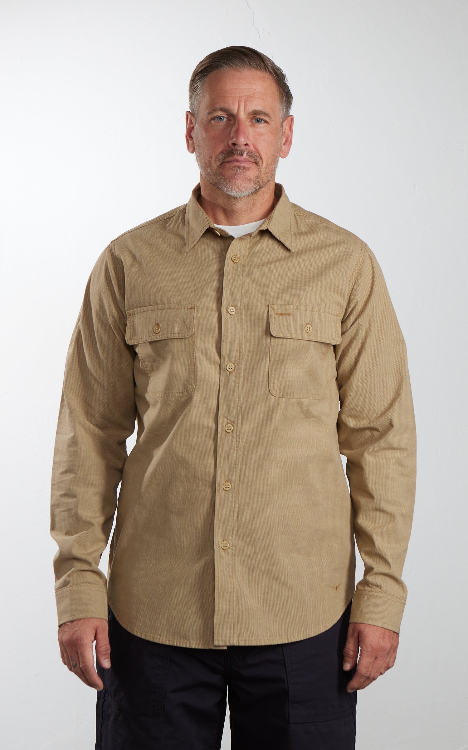 Benzak BWS-06 Worker Shirt Houndstooth Brown 6oz