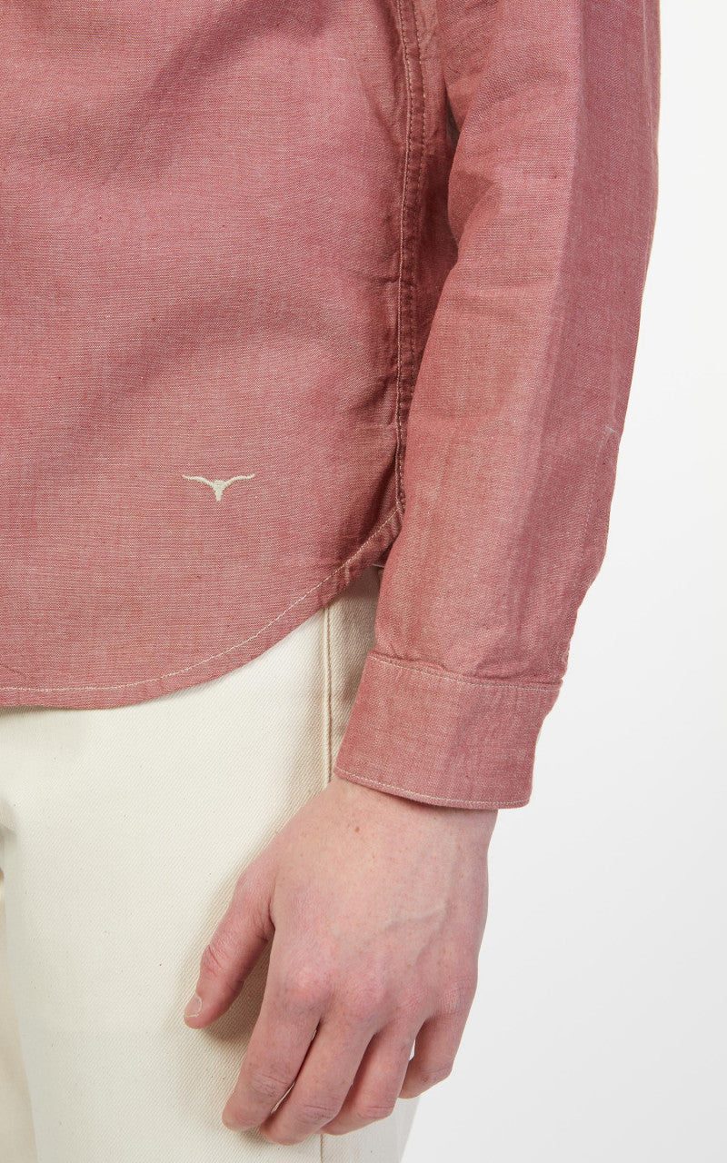 Benzak BWS-01 Work Shirt Red Organic Cotton Selvedge Chambray 5oz
