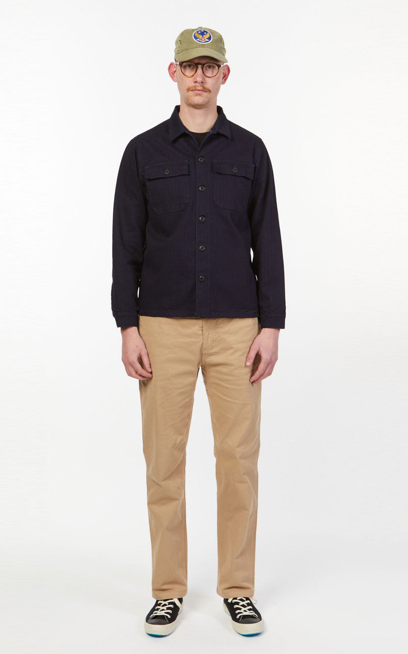 Benzak BWS-03 Military Overshirt Herringbone Indigo x Indigo 11oz