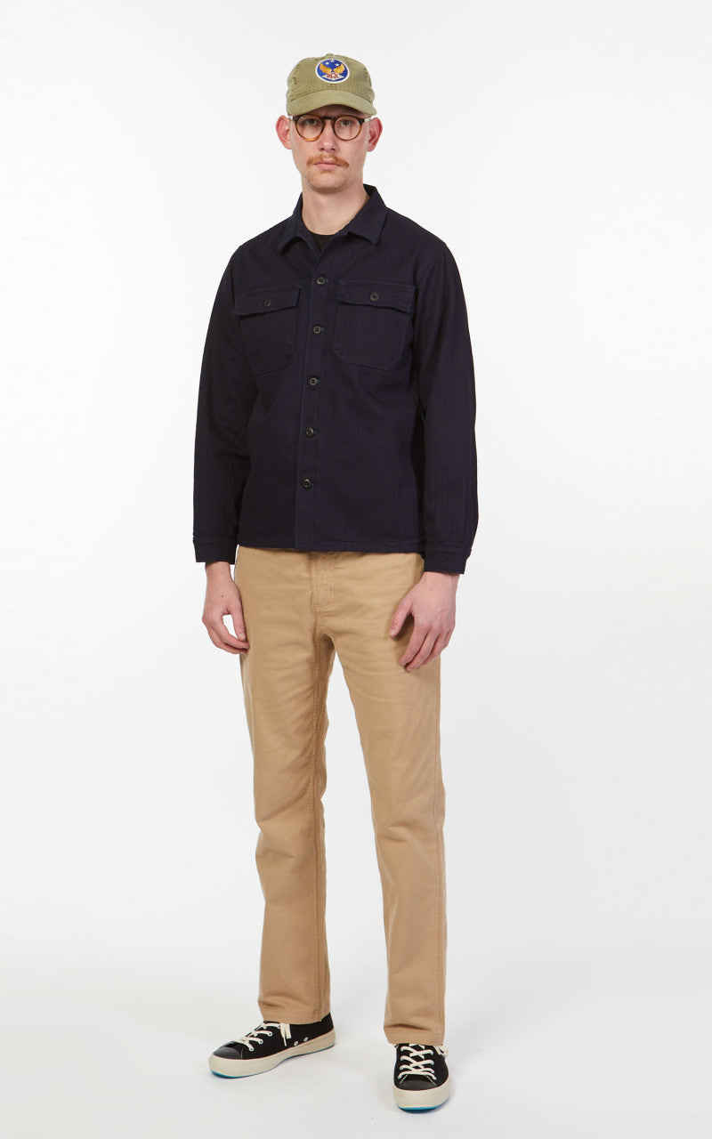 Benzak BWS-03 Military Overshirt Herringbone Indigo x Indigo 11oz
