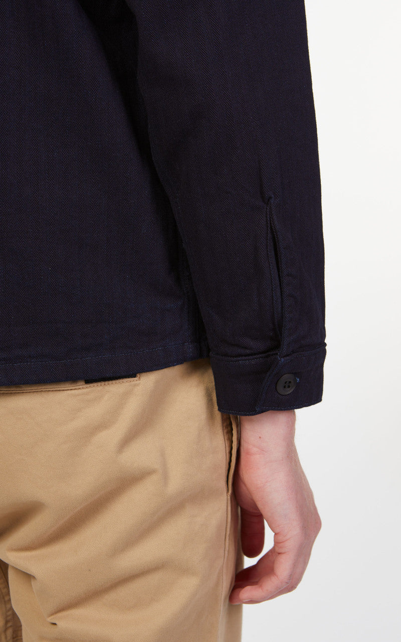Benzak BWS-03 Military Overshirt Herringbone Indigo x Indigo 11oz