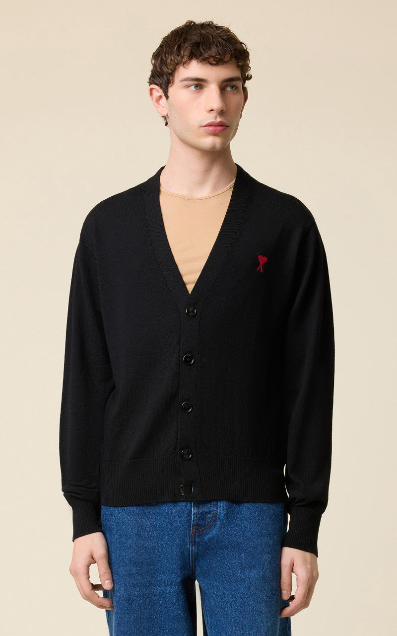 AMI Paris Ami De Coeur Cardigan Black