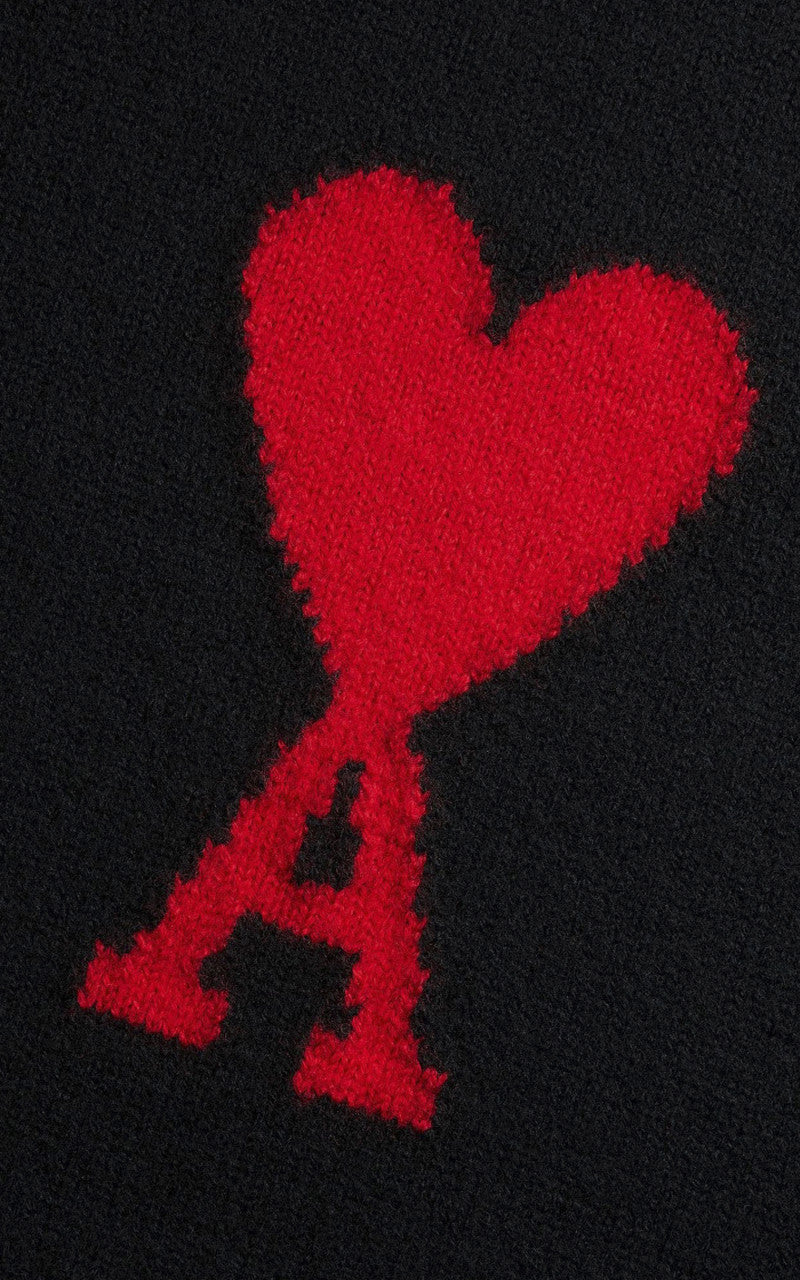 AMI Paris Ami De Coeur Funnel Neck Sweater Black/Red