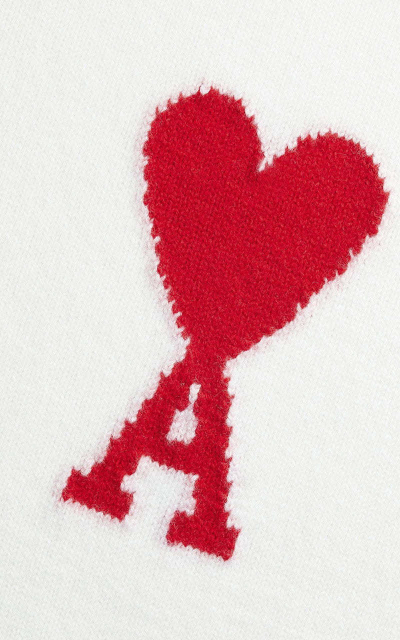 AMI Paris Ami De Coeur Funnel Neck Sweater Off-White/Red