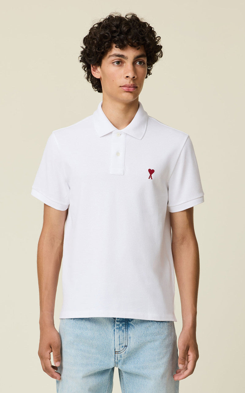 AMI Paris Ami De Coeur Polo Shirt White