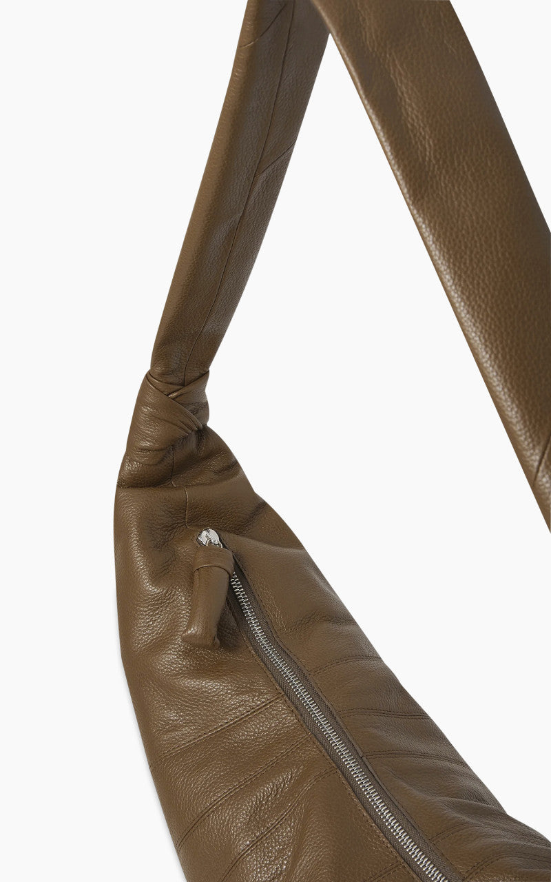 Lemaire Large Croissant Bag Grained Leather Olive Brown