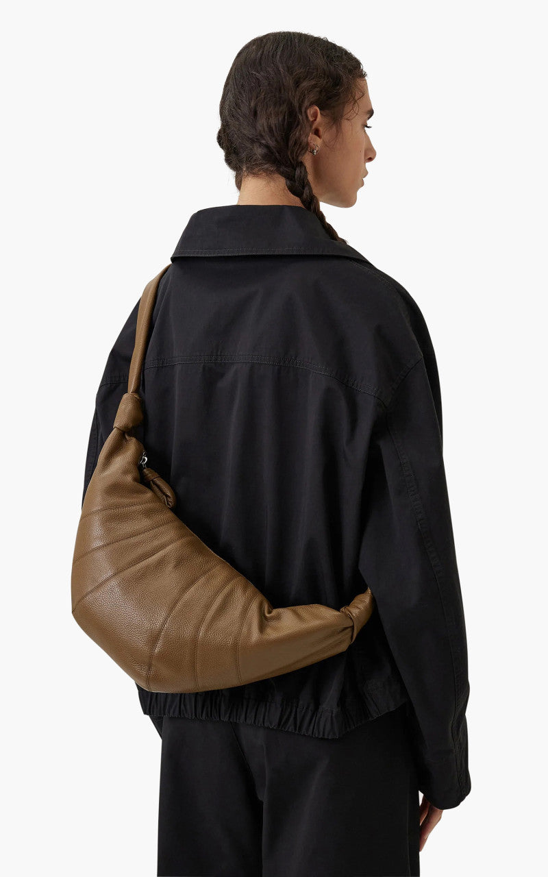 Lemaire Medium Croissant Bag Grained Leather Olive Brown