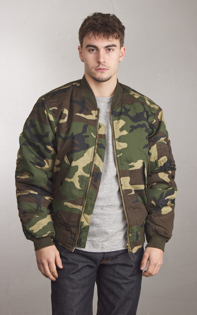 Military Surplus MA-1 US Flight Jacket Woodland Camo
