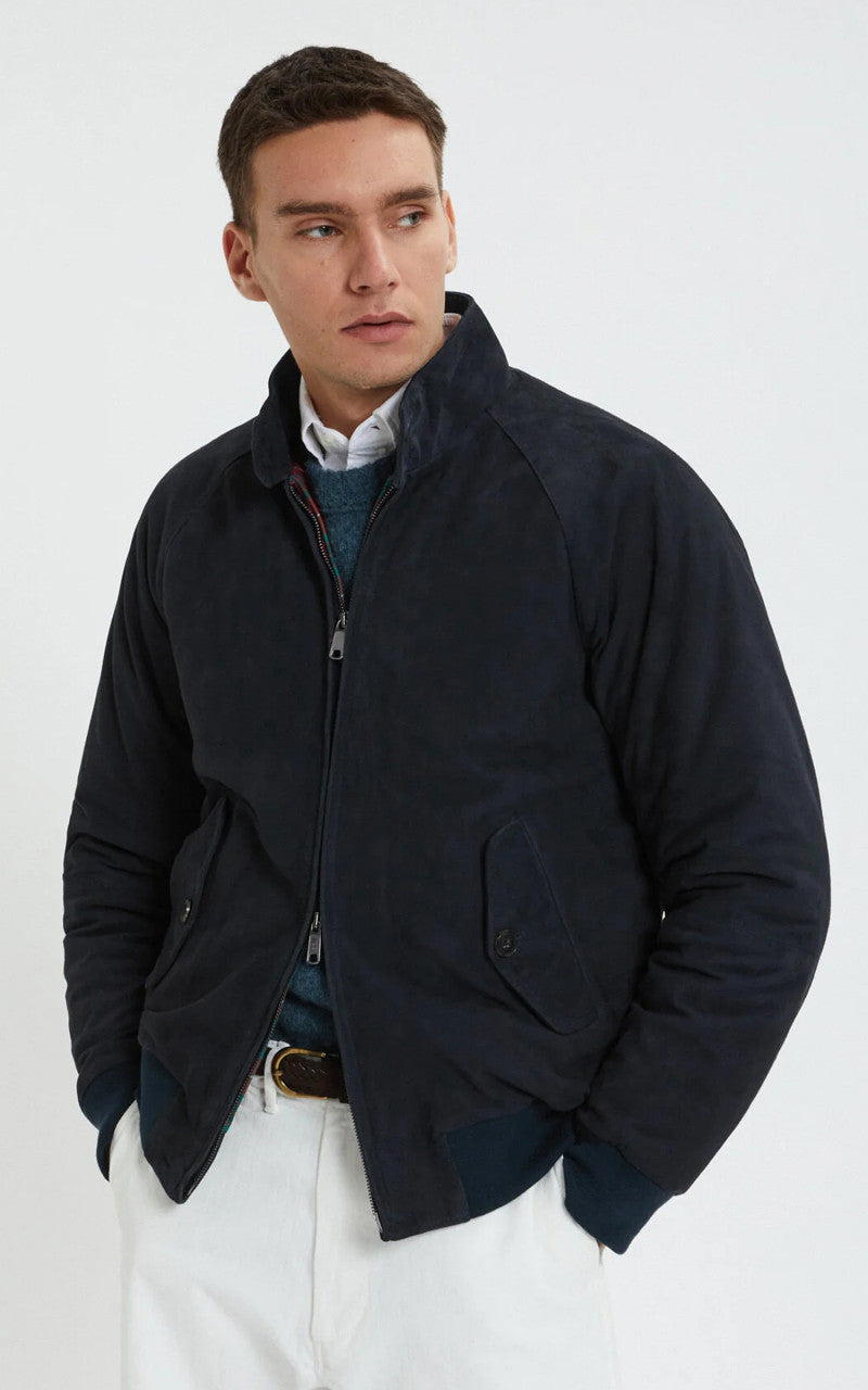 Baracuta G9 Suede Classic Harrington Jacket Navy