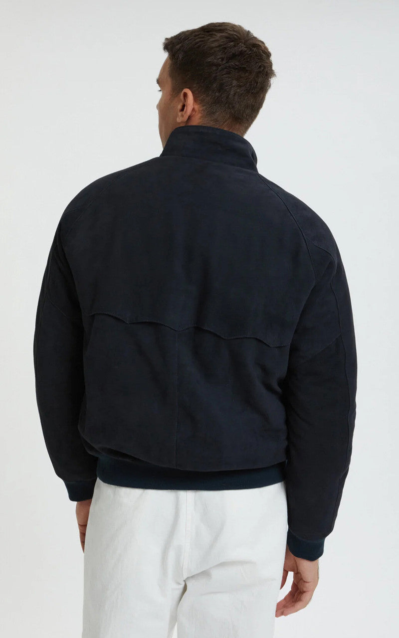 Baracuta G9 Suede Classic Harrington Jacket Navy