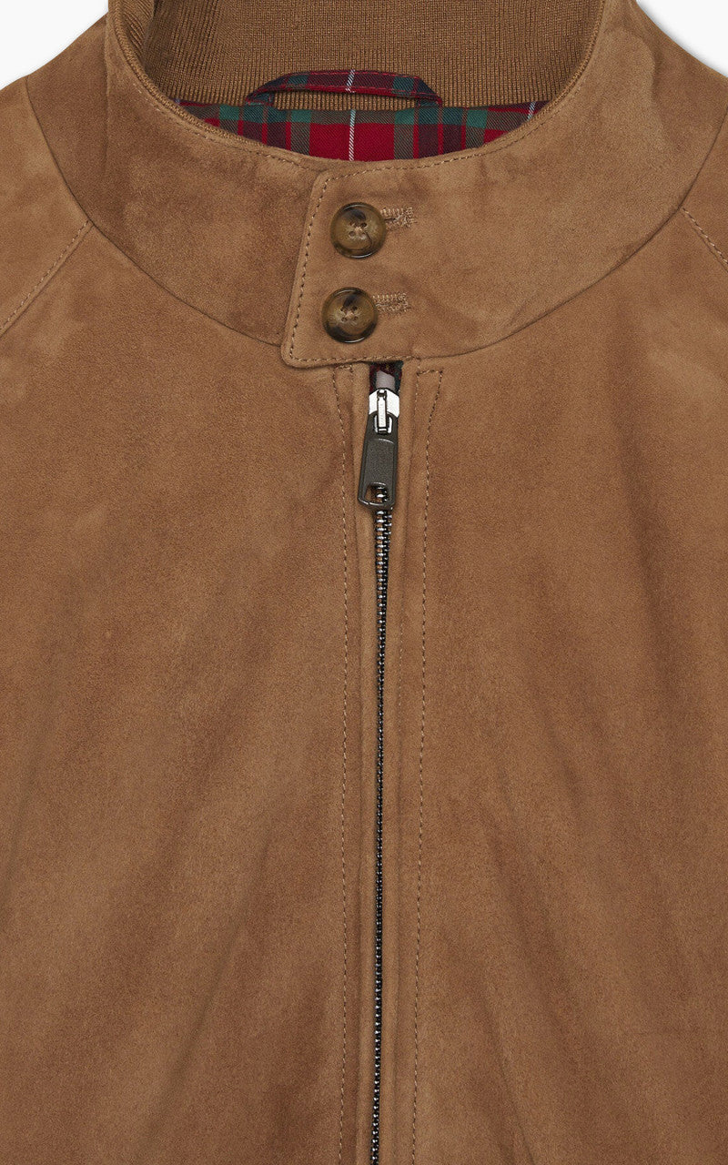 Baracuta G9 Suede Classic Harrington Jacket Tobacco