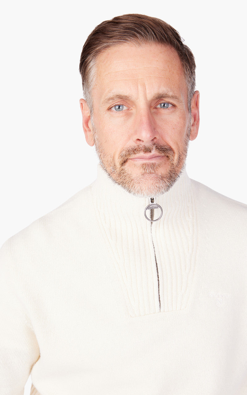 Barbour Essential Lambswool Half Zip Sweater Whisper White
