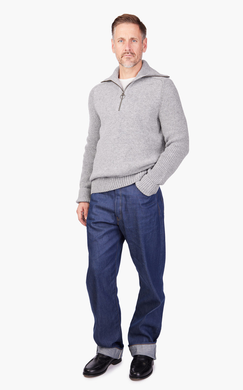 Barbour NP Andrews Half Zip Sweater Light Grey Marl