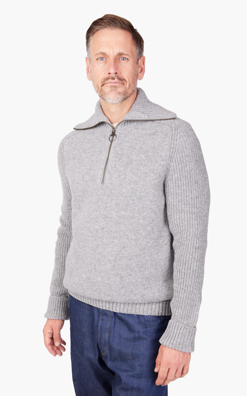 Barbour NP Andrews Half Zip Sweater Light Grey Marl