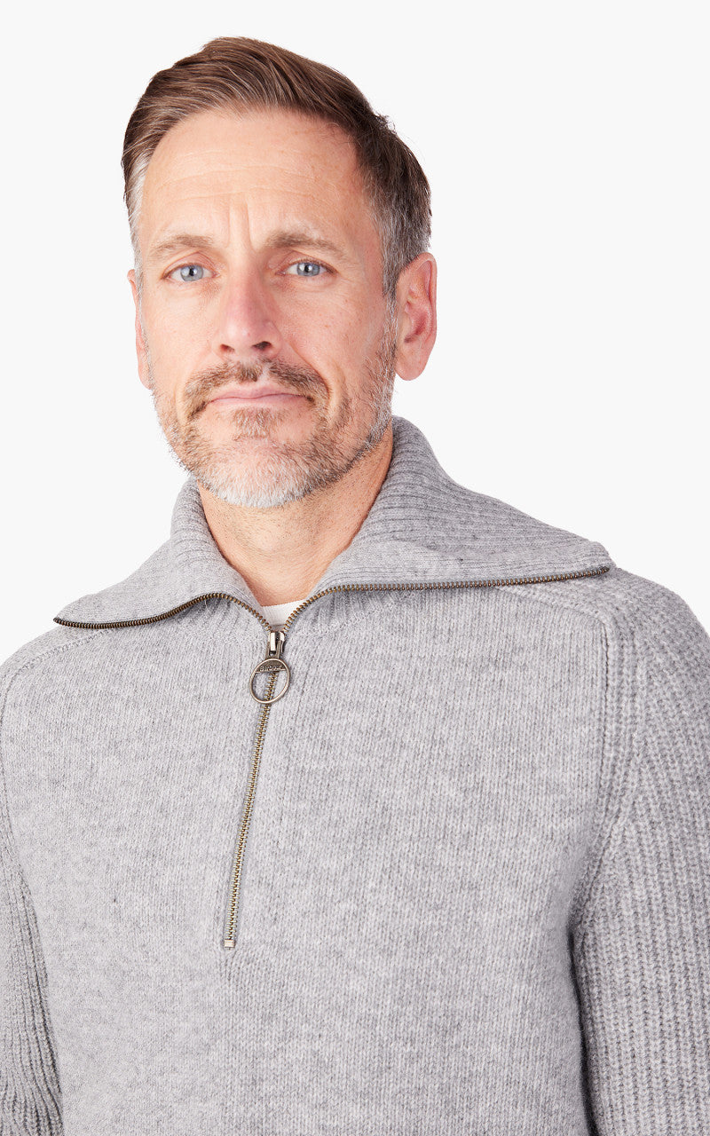 Barbour NP Andrews Half Zip Sweater Light Grey Marl