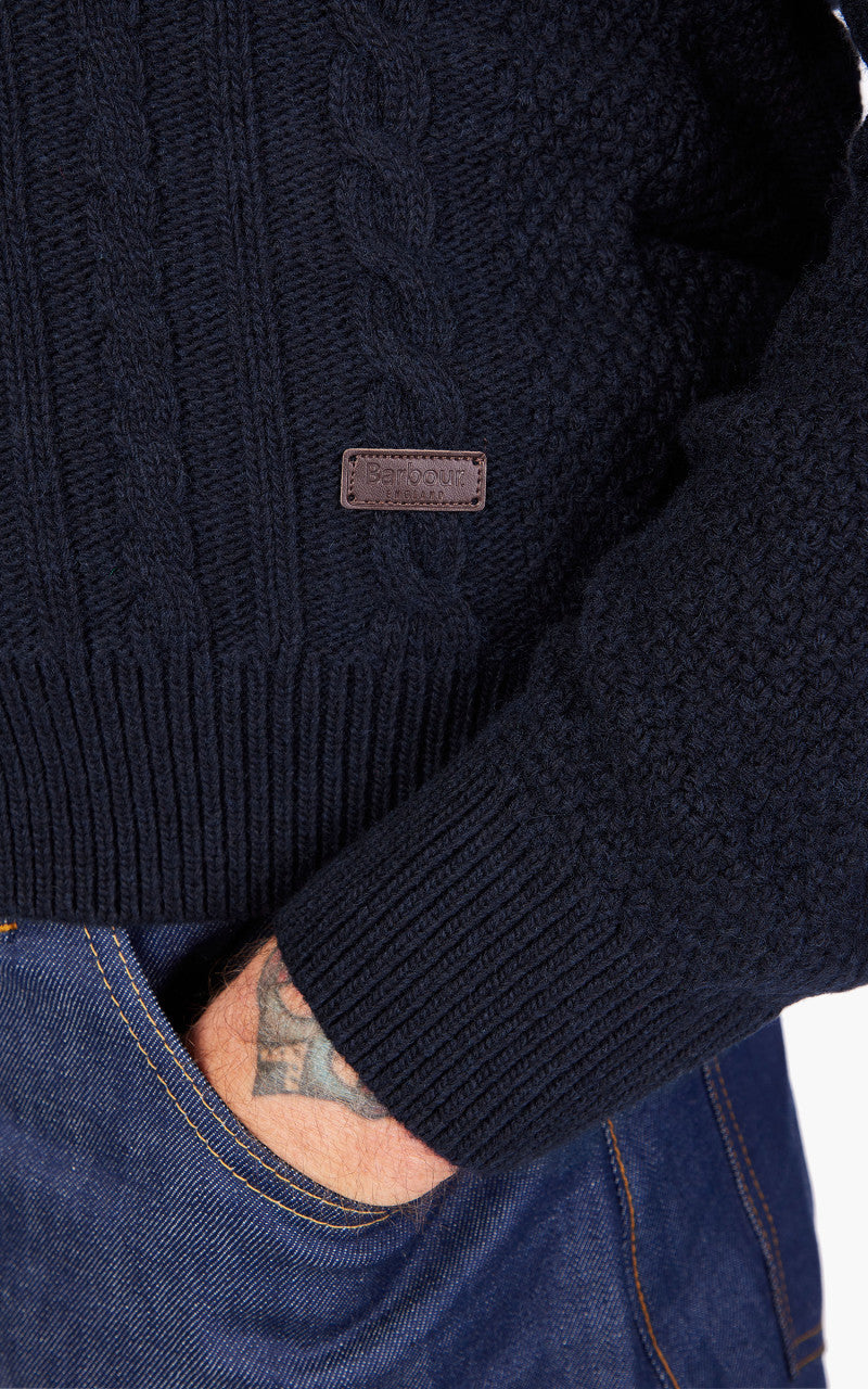 Barbour Essential Chunky Cable Crew Sweater Navy