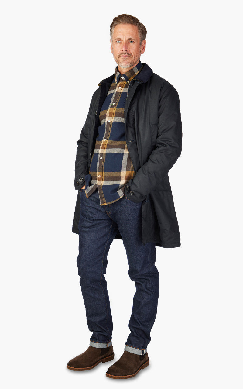 Barbour Wax Mac Jacket Navy/Forest Mist