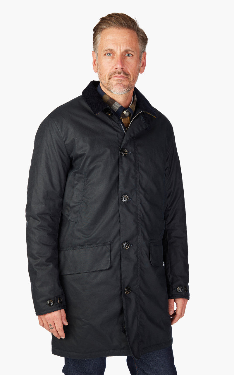 Barbour Wax Mac Jacket Navy/Forest Mist