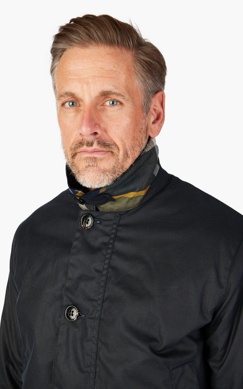 Barbour Wax Mac Jacket Navy/Forest Mist