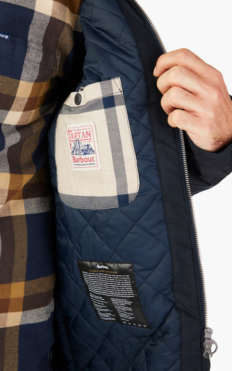 Barbour Wax Mac Jacket Navy/Forest Mist