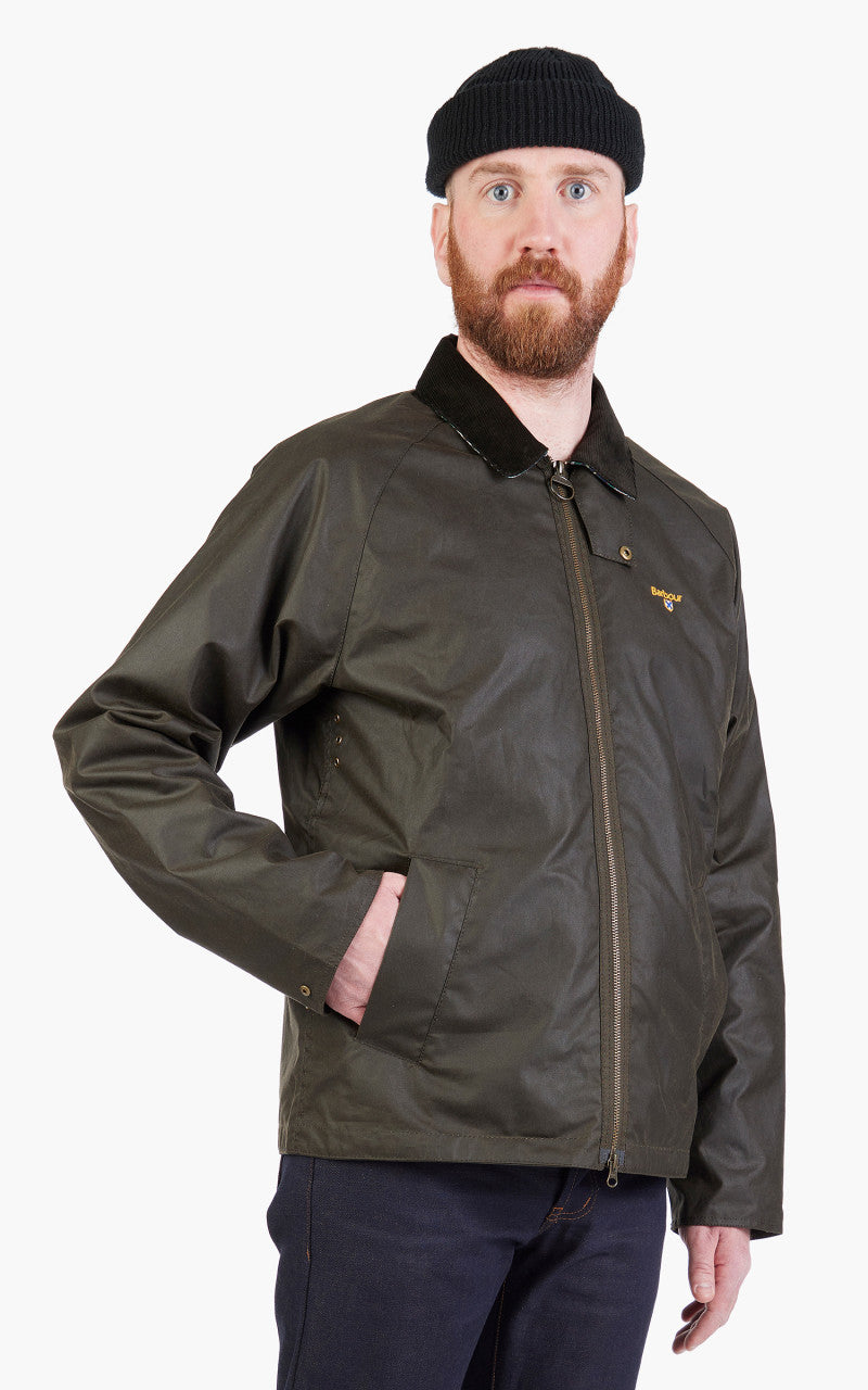 Barbour College Wax Jacket Olive/Summer Ivy