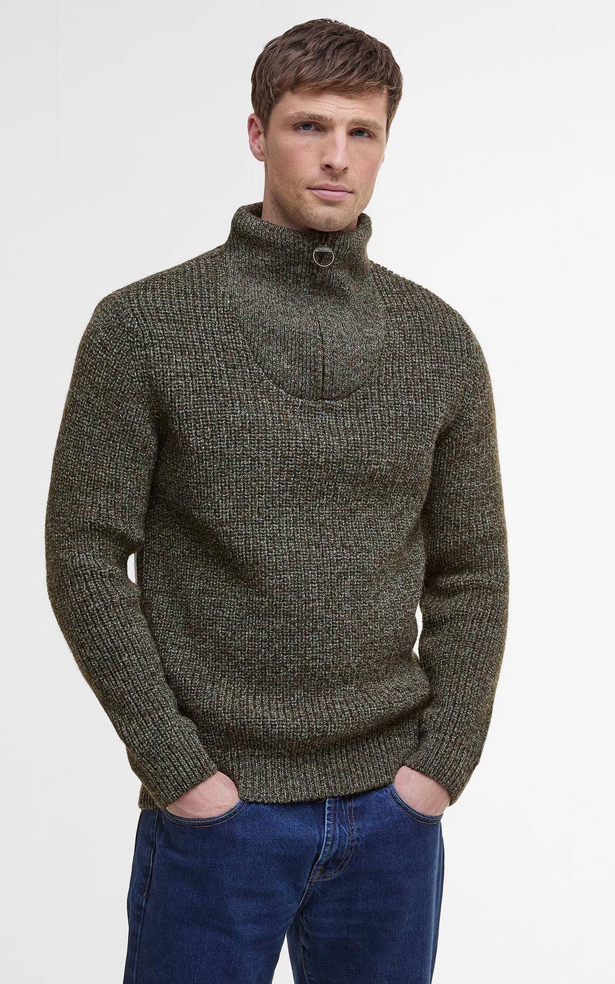 Barbour New Tyne Half-Zip Pullover Derby Tweed