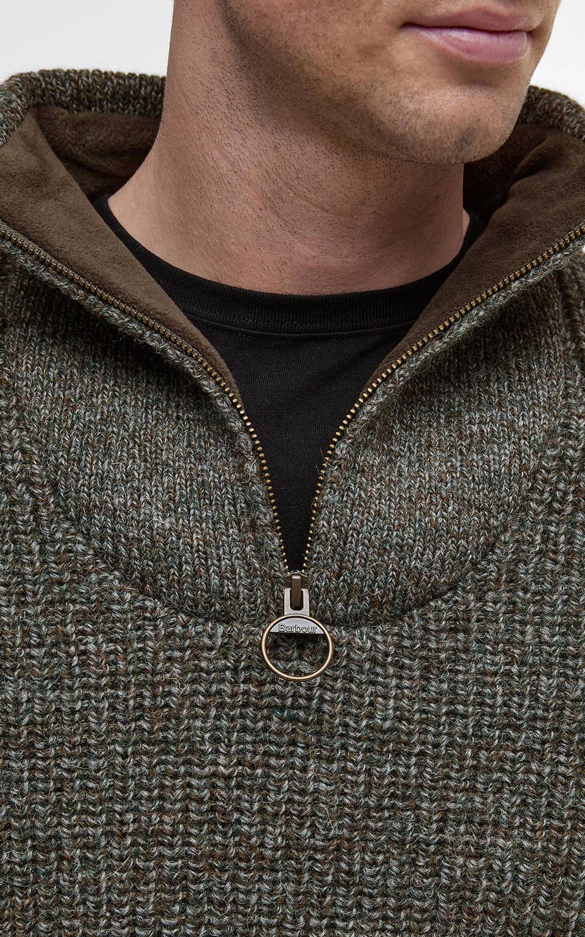 Barbour New Tyne Half Zip Pullover Derby Tweed
