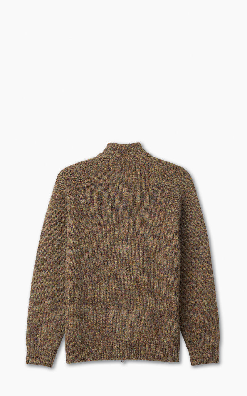 Barbour Calder Knitted Zip Thru Sweater Olive Tweed
