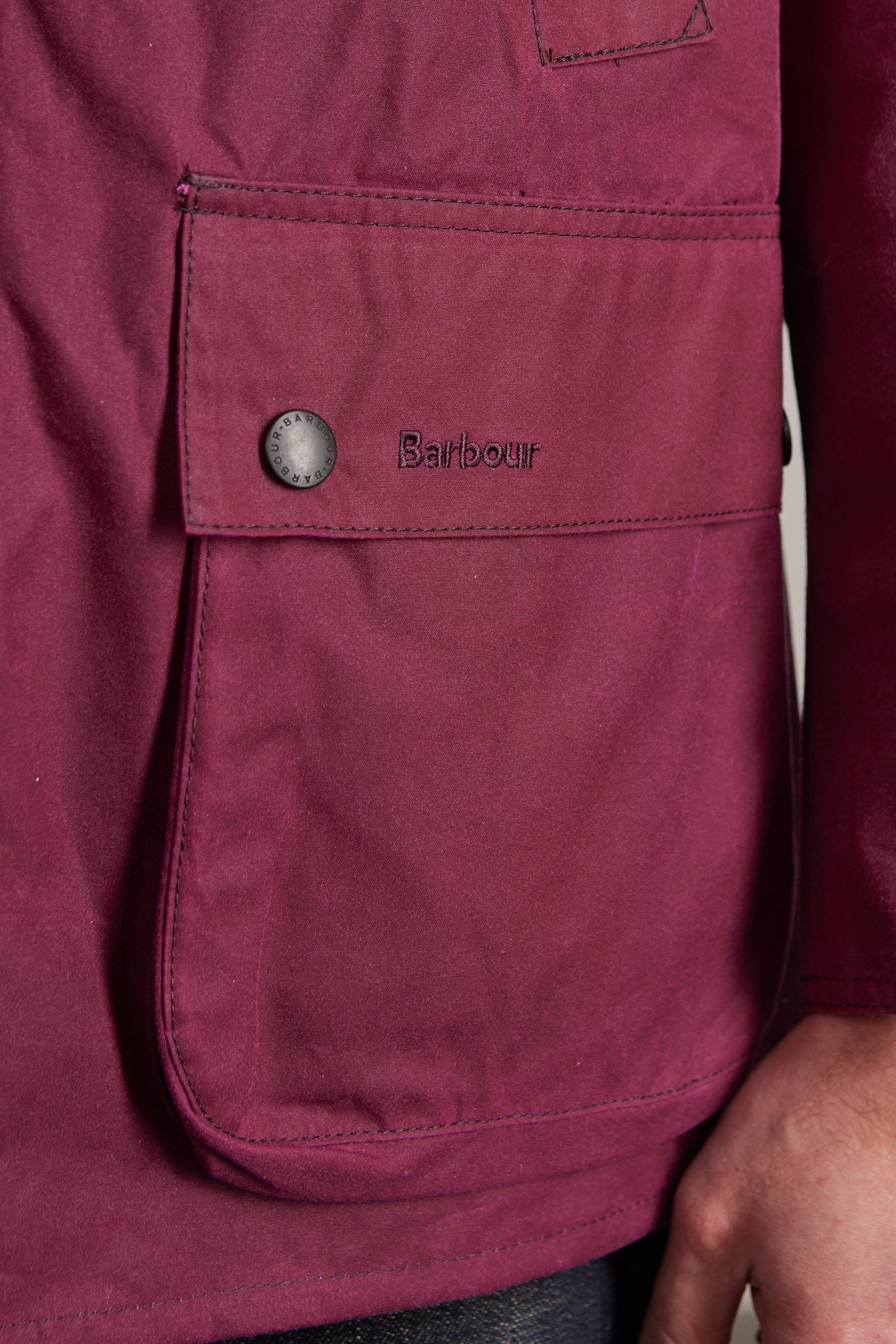 Barbour Oversized Bedale Waxed Jacket Wine