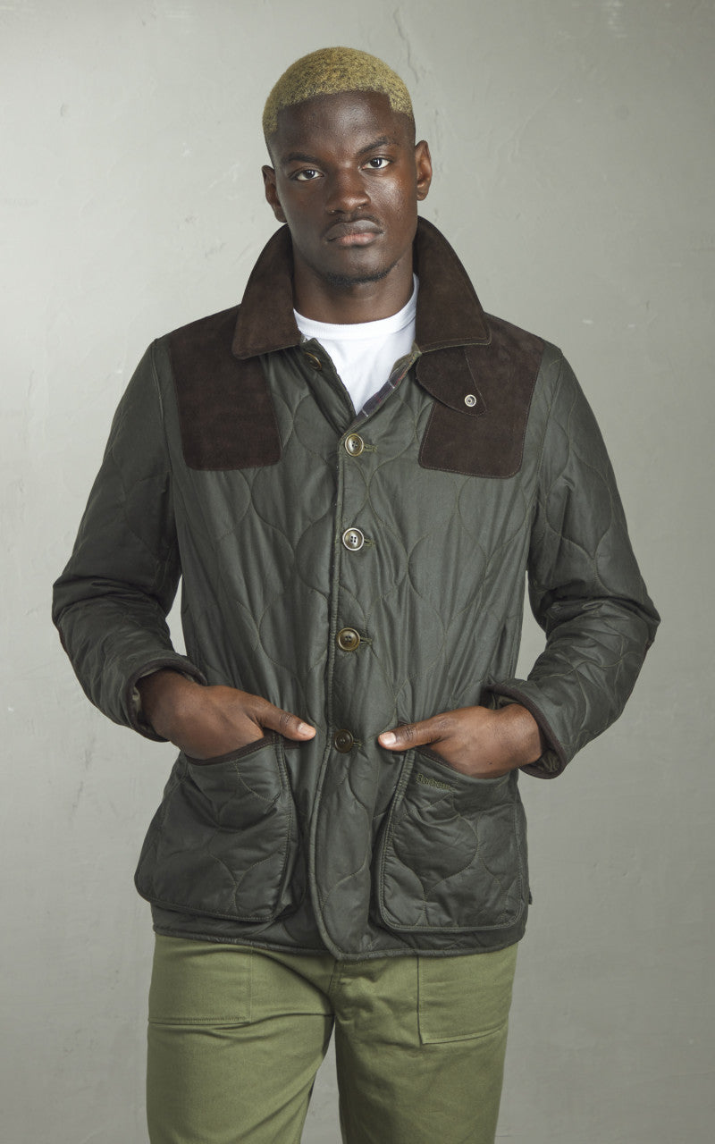 Barbour x To Ki To Driving Quilted Waxed Jacket Archive Olive