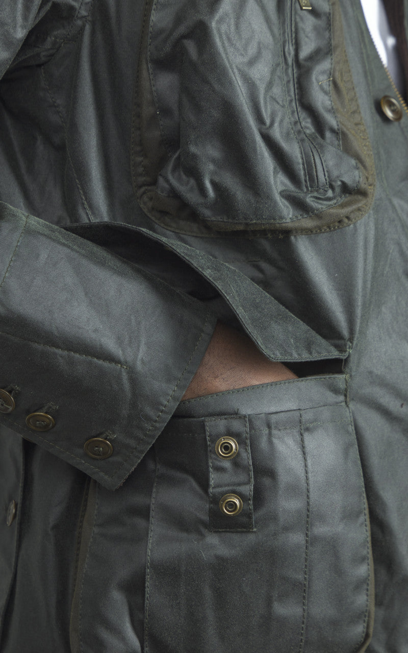 Barbour x To Ki To Outland Waxed Jacket Olive