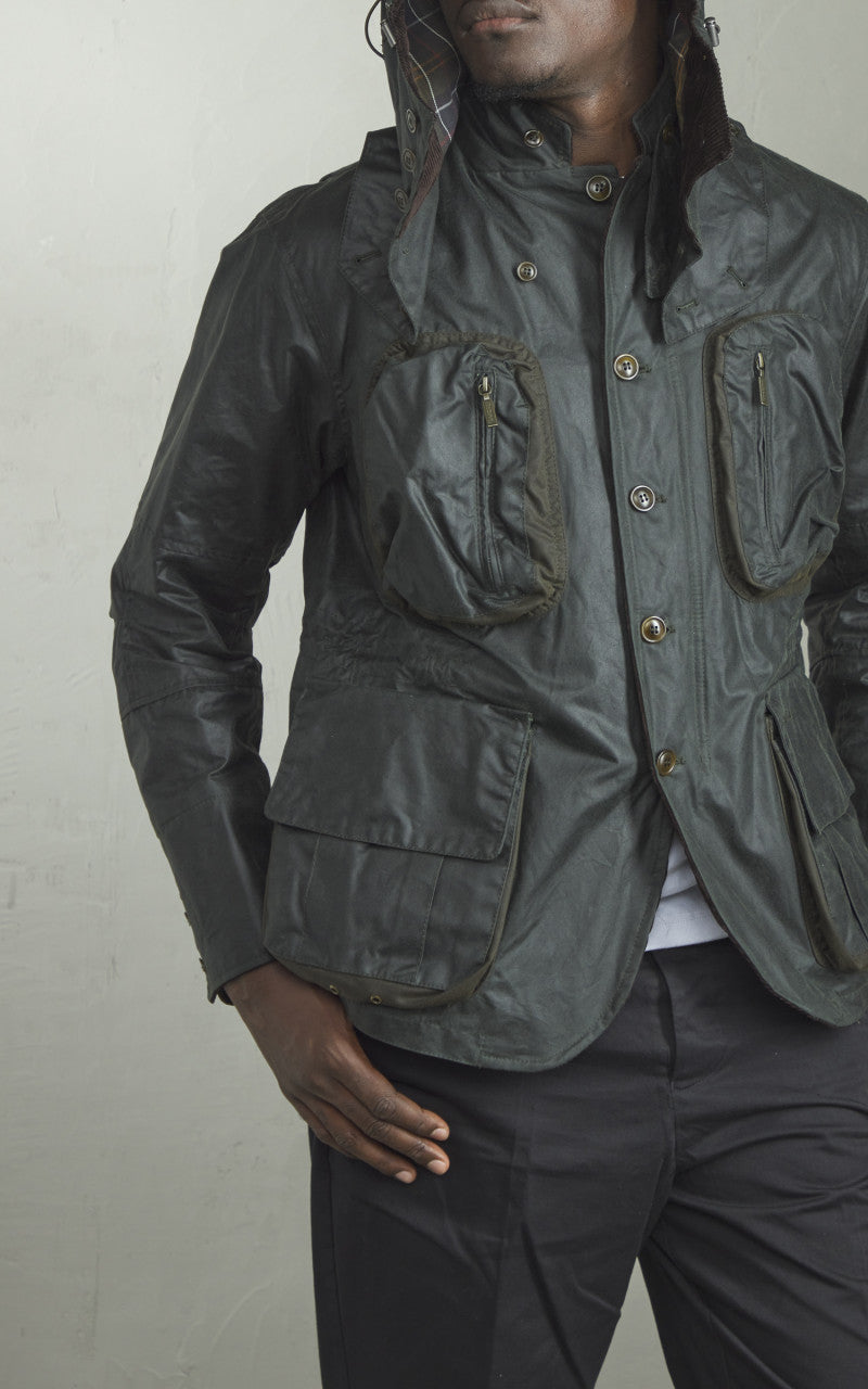 Barbour x To Ki To Outland Waxed Jacket Olive