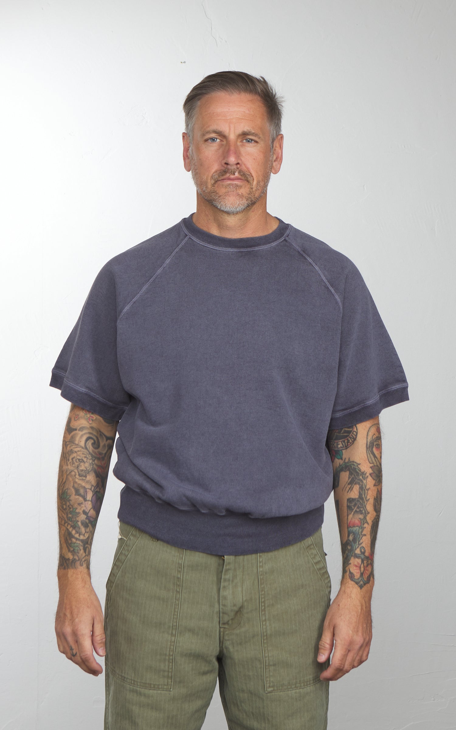 Barns Outfitters BR-26113 90's Short Sleeve Sweatshirt Purple Navy