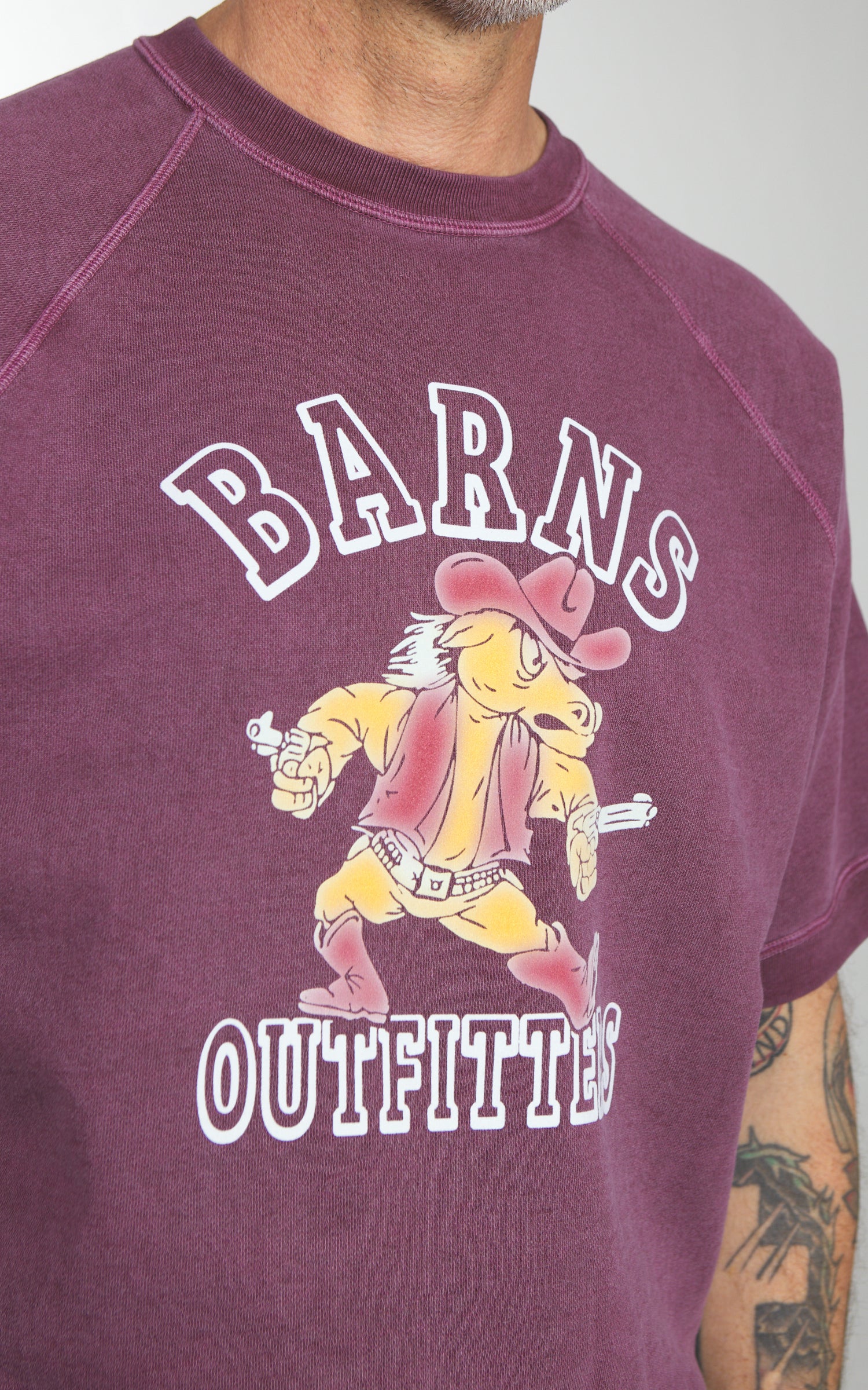 Barns Outfitters BR-26114 90's Short Sleeve Sweatshirt Faded Burgundy
