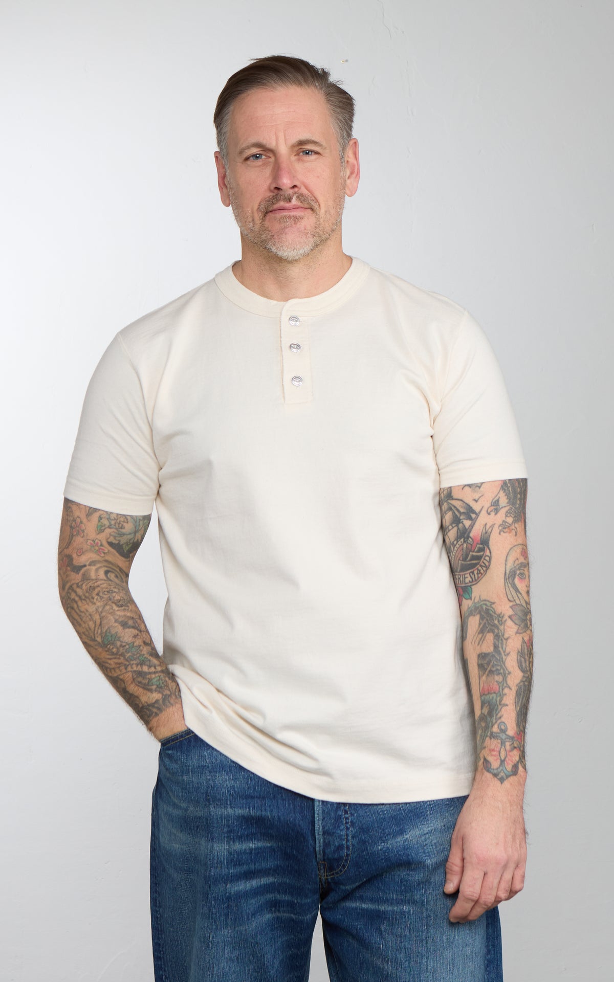 Barns Outfitters BR-8146SP COZUN S/S Henley T-Shirt Ivory