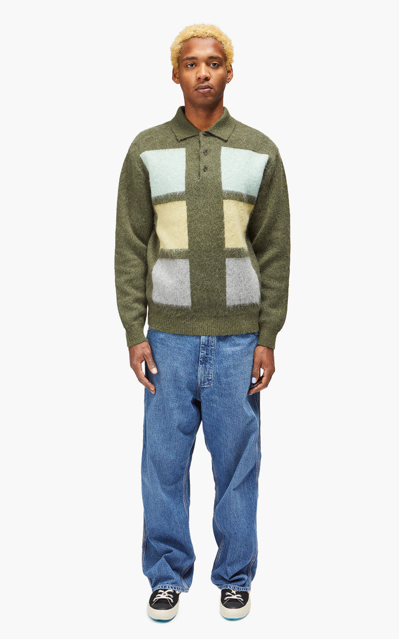 Beams Plus Knit Polo Shaggy 9G Olive