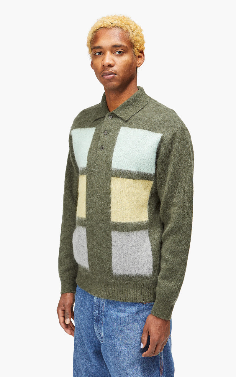 Beams Plus Knit Polo Shaggy 9G Olive