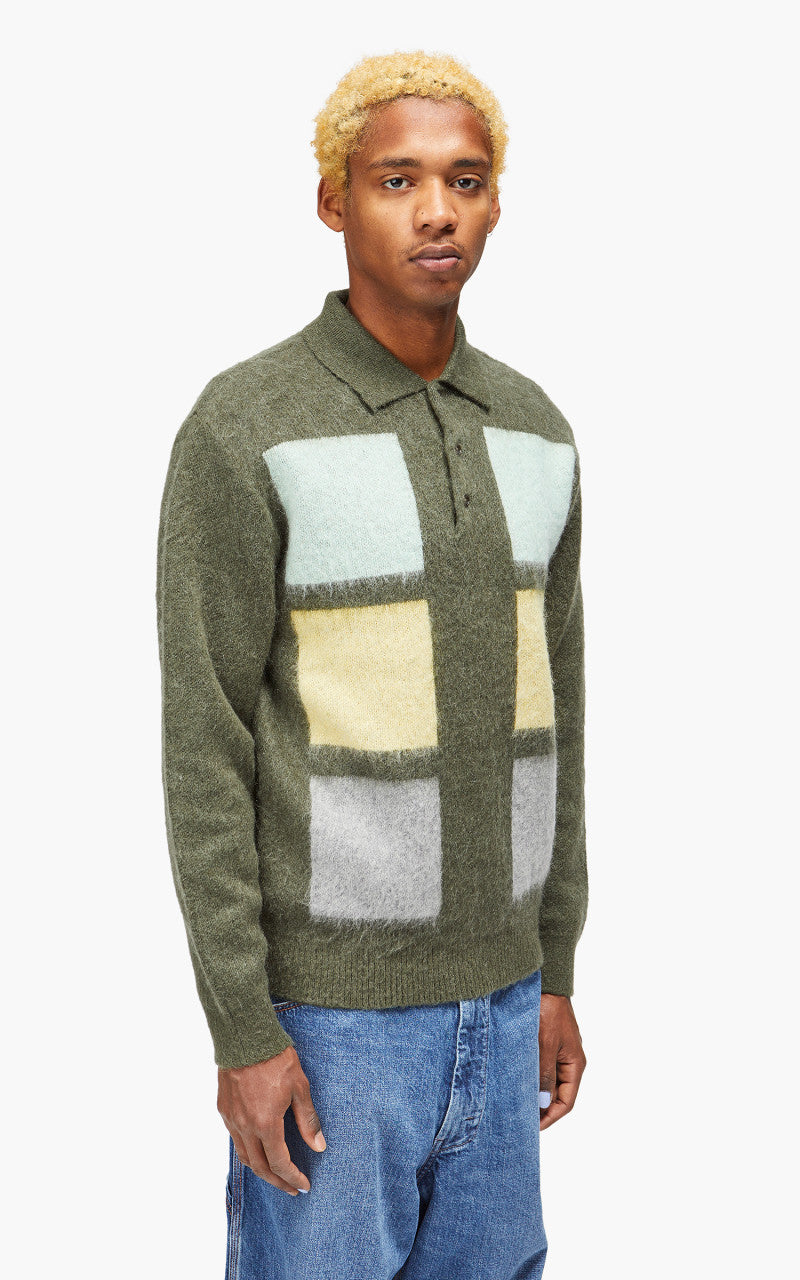 Beams Plus Knit Polo Shaggy 9G Olive