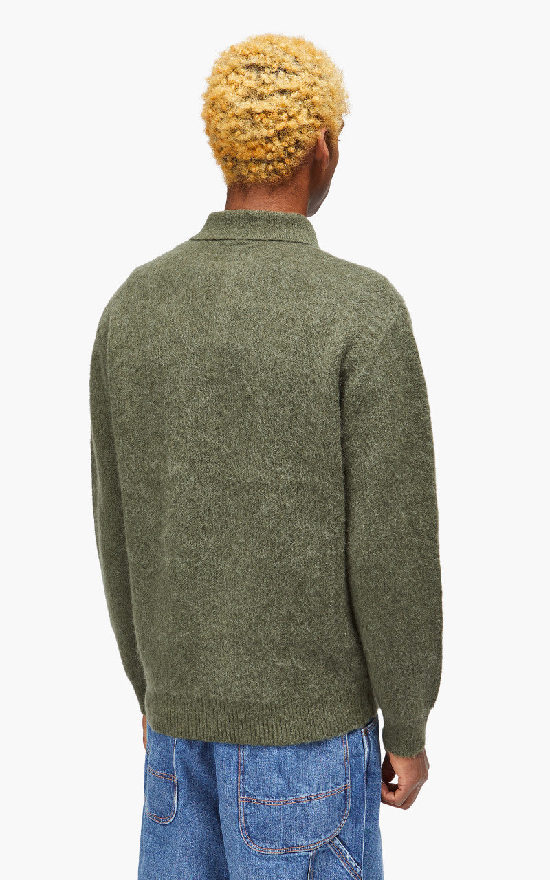 Beams Plus Knit Polo Shaggy 9G Olive