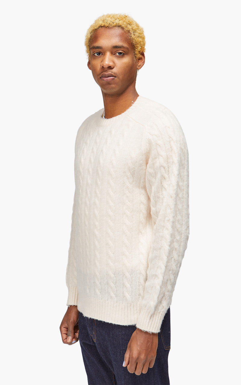 Beams Plus Crew Cable Shaggy 5G Off White